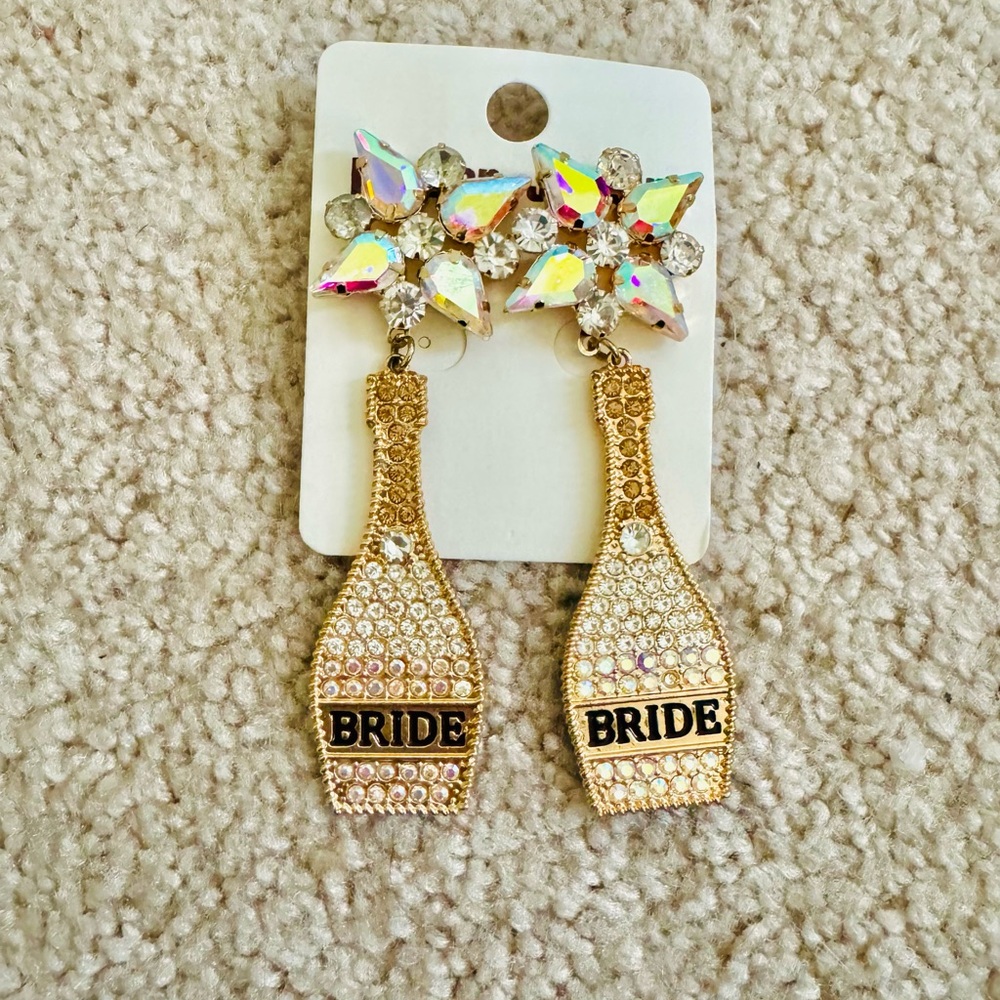 Gold and Silver Champagne Earrings with Confetti Accents